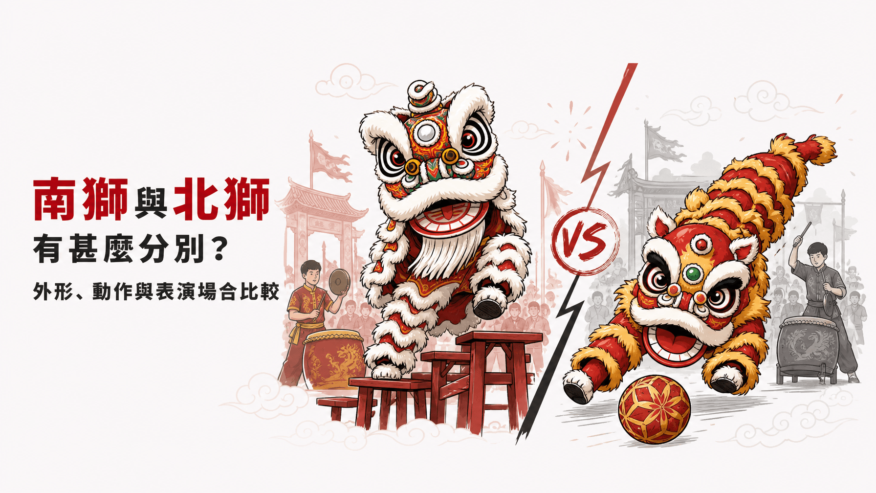南獅與北獅有甚麼分別?外形、動作與表演場合比較
